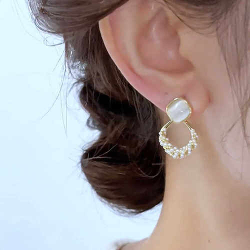 猫眼石几何菱形珍珠气质