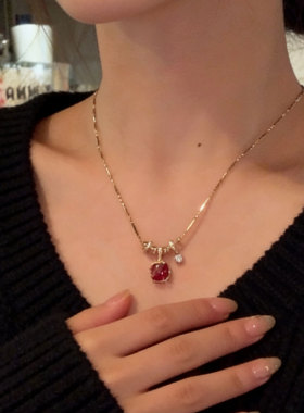 闪钻方糖锆石吊坠项链气质百搭