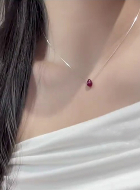 时尚简约红豆水滴吊坠项链
