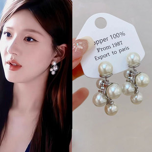 复古高级感耳钉2025爆款 许我耀眼许妍赵露思同款 珍珠耳环女法式