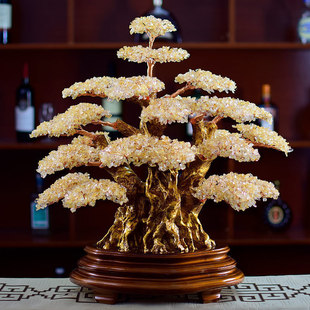 天然黄水晶摇钱树招财摆件电视柜家居饰品客厅公司店铺开业礼品