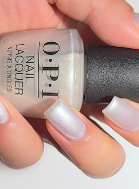 美国OPI指甲油 Kyoto Pearl L03 丝绒珍珠贝壳银白色 法式银边