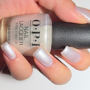 美国OPI指甲油 Kyoto Pearl L03 丝绒珍珠贝壳银白色 法式银边