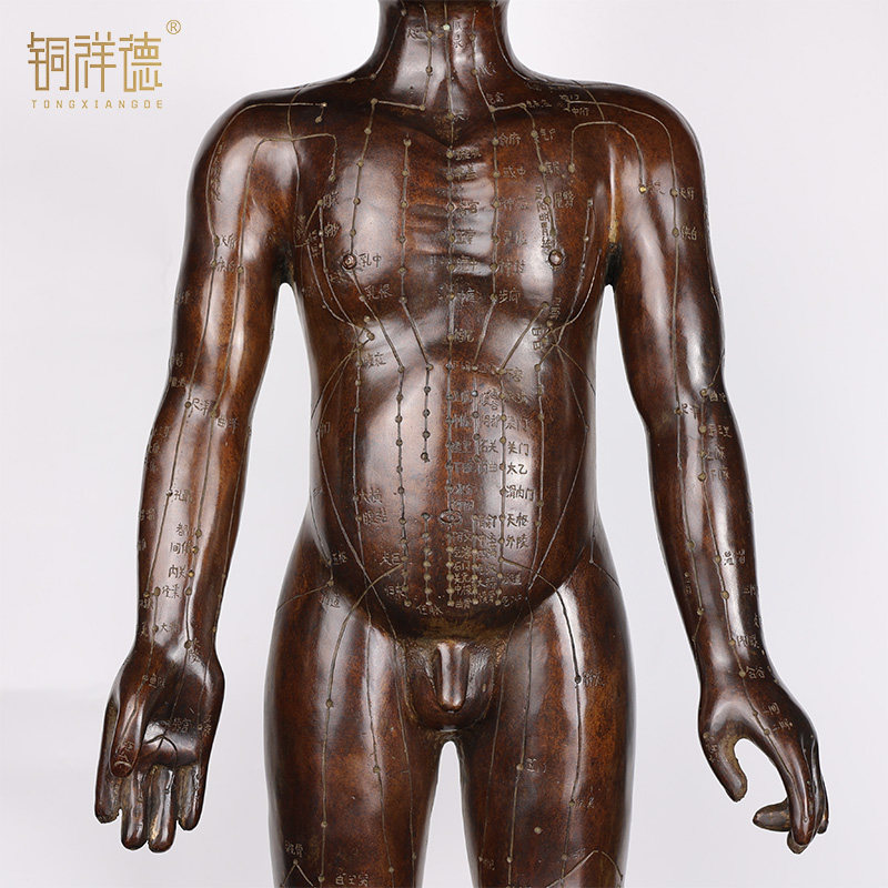 纯铜针灸人穴位人针灸人体模型铜人体经络图摆件中医药医馆铜人