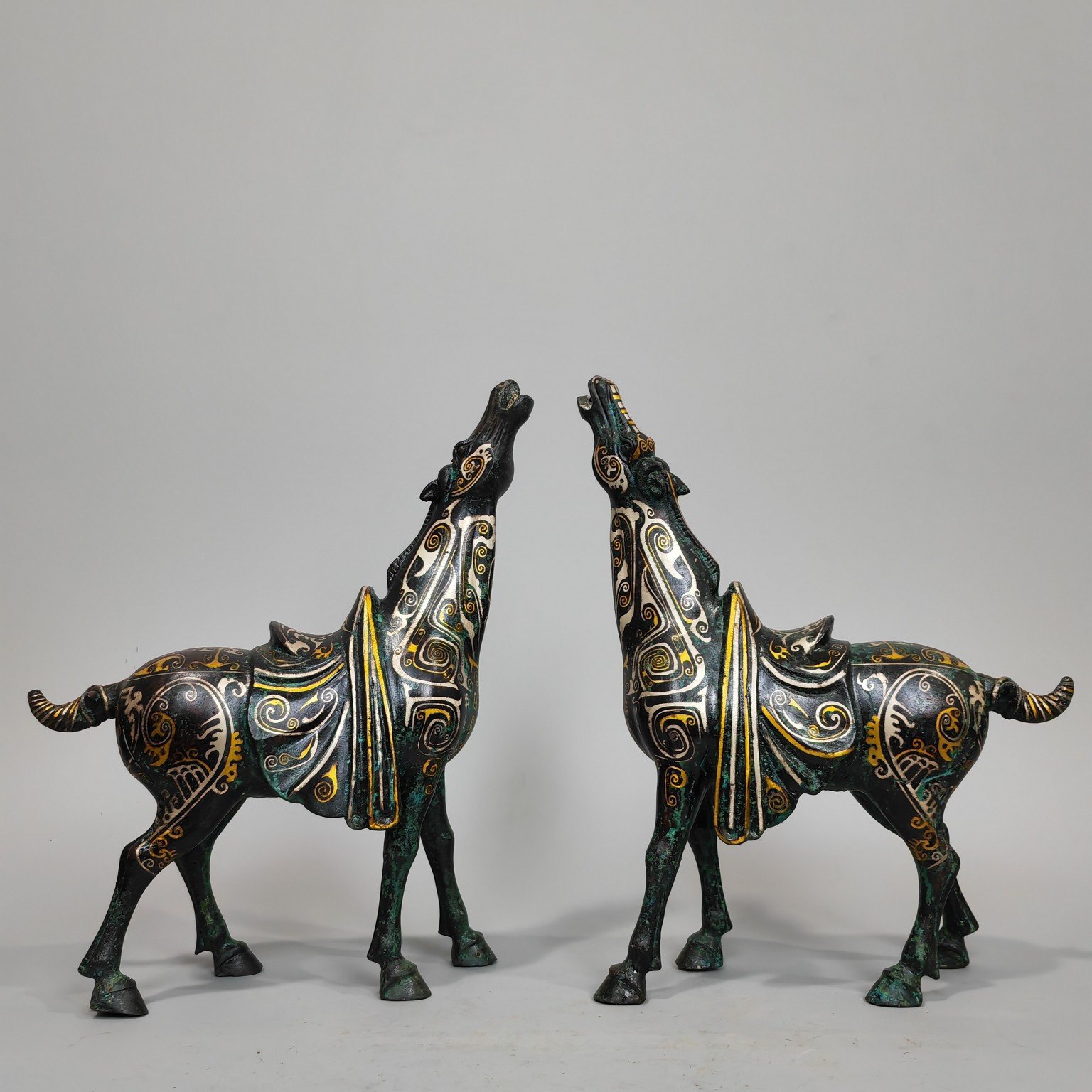 仿古青铜器错金银啸天马 马到成功 青铜马工艺品摆件