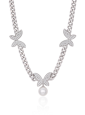 Favorite小众高级感轻奢镶钻复古蝴蝶项链新款爆款气质优雅锁骨链