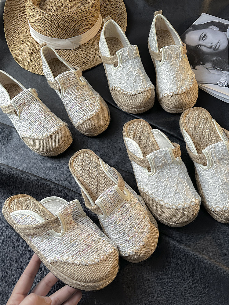姐妹闭眼入 出口单！时尚百搭棉麻编织一脚蹬平底渔夫鞋拖鞋女410,女鞋,浅口单鞋,淘宝优惠券,粉丝福利购,淘宝优惠卷