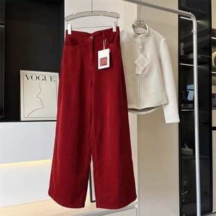 年度神裤！时髦row碇制红色灯芯绒宽松显瘦阔腿裤长裤新bs116
