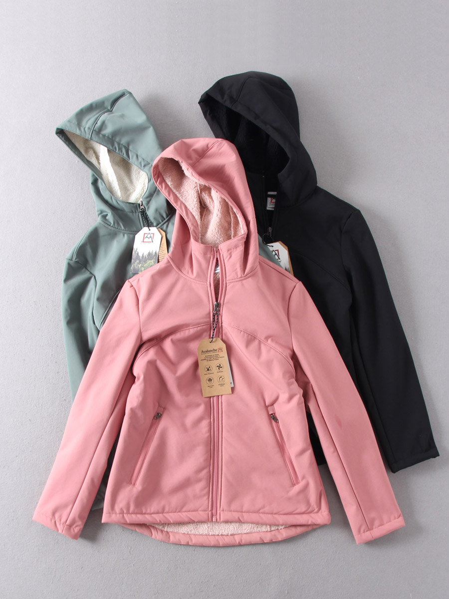 出加拿大订单百搭冬加绒加厚连帽软壳防风防水长袖户外冲锋衣外套