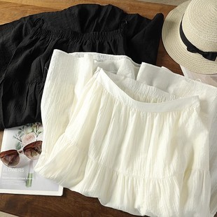 高端货 白色初恋裙莱赛尔天丝压褶肌理感蛋糕裙长款半身裙女bs701