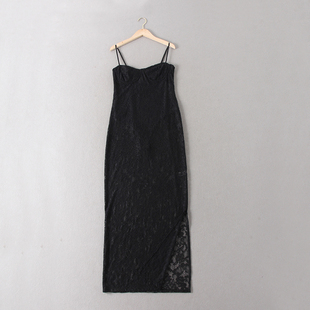 出西班牙单 辣妹风性感包臀女人味吊带开衩蕾丝吊带裙 门店299