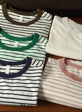 老渠道来货！O标印花 速干透气舒适圆领条纹长袖T恤女jj830