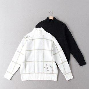 毛衣 女羊毛混纺亮丝提花花朵亮片高龄针织长袖 波兰单 门店480