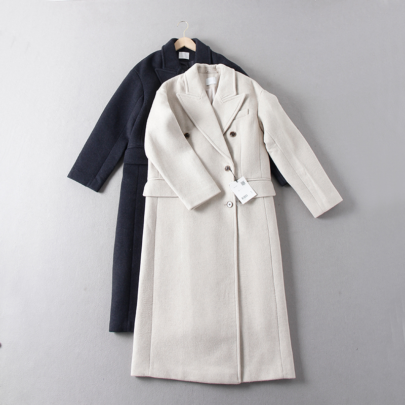 俄罗斯单！门店1000+羊毛山羊绒混纺长款加厚双排扣长款毛呢大衣