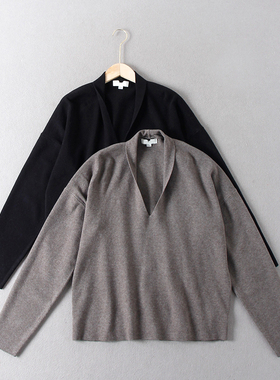 北欧风！门店900+气质通勤V领宽松羊毛混纺休闲长袖套头针织毛衣