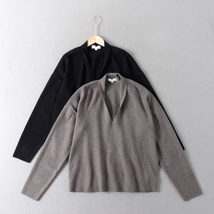 北欧风!门店900+气质通勤V领宽松羊毛混纺休闲长袖套头针织毛衣
