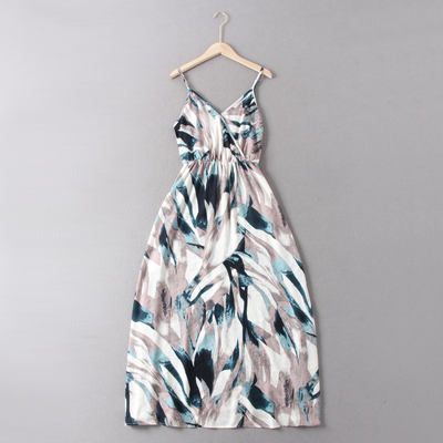 出德国单！19.9欧元~纯原度假风花色印花雪纺吊带连衣裙沙滩裙