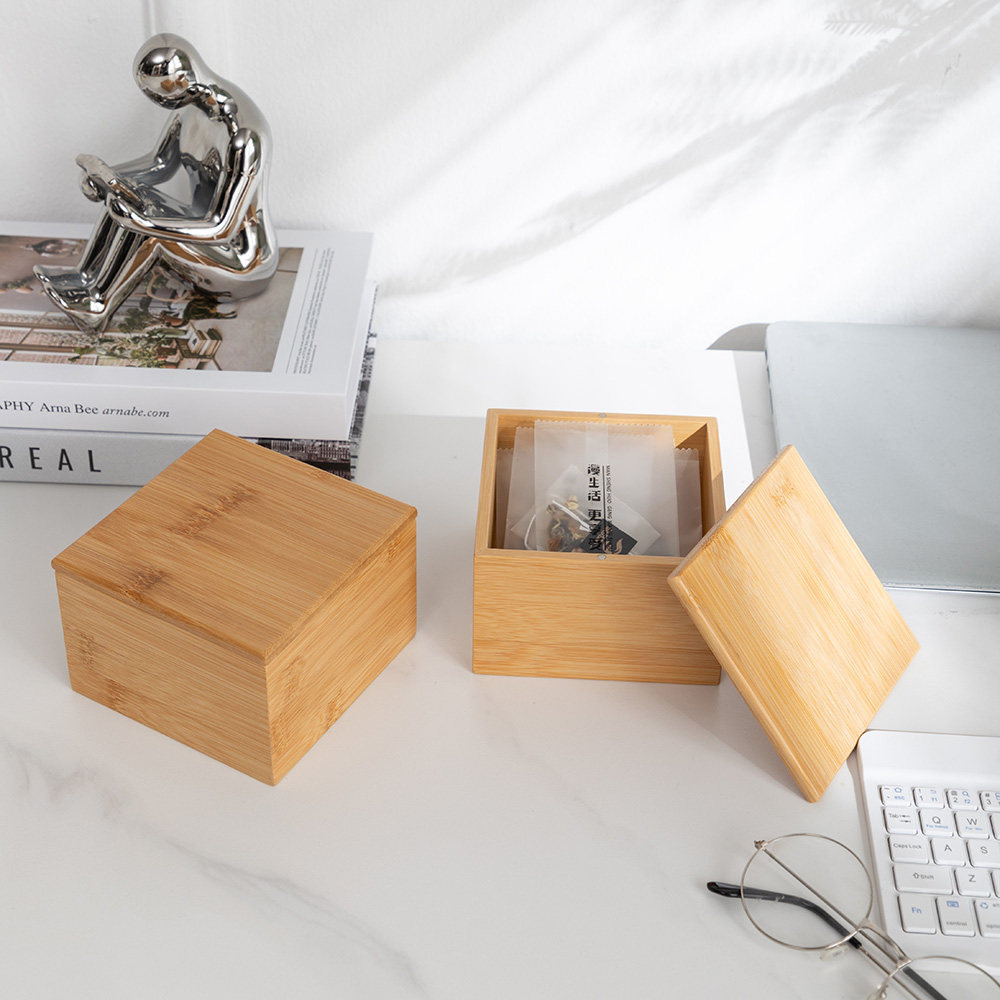 竹制带盖收纳盒用品盒楠竹储物整理盒桌面床头办公家居杂物盒竹盒