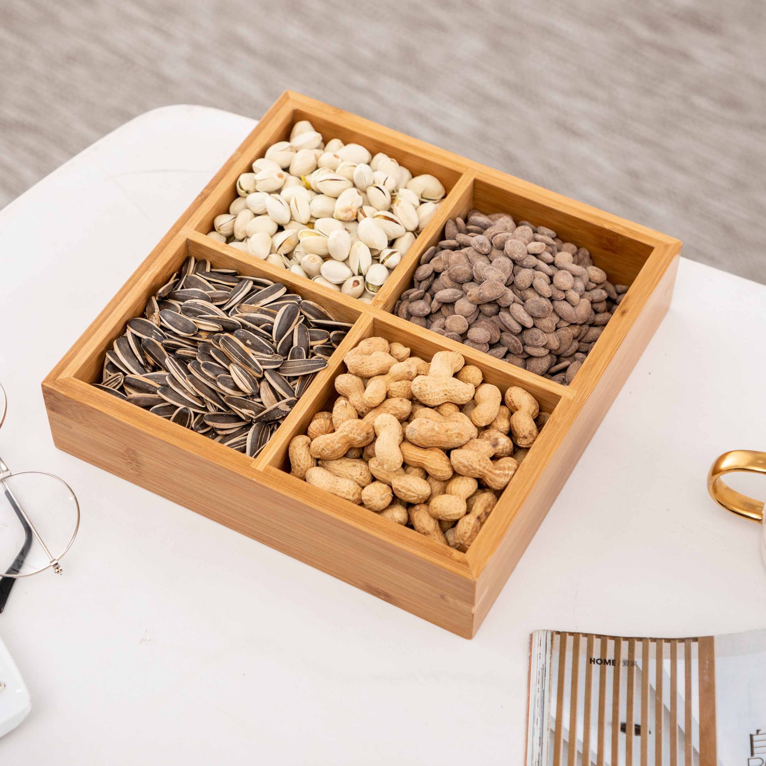 竹制多格料理盒干果盒餐盒食盒日式收纳盒盒储物整理分格餐厅会所