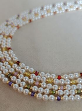 ISLA孤岛红宝石绿宝石锁骨链人造锆石施家珍珠颈链叠戴小众高级感