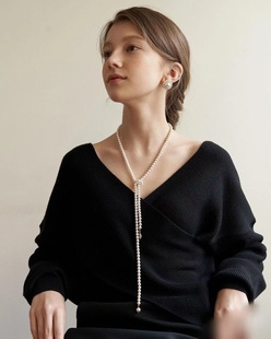 ISLA孤岛法式毛衣链施家珍珠项链长款项链一条多戴独特轻奢锁骨链