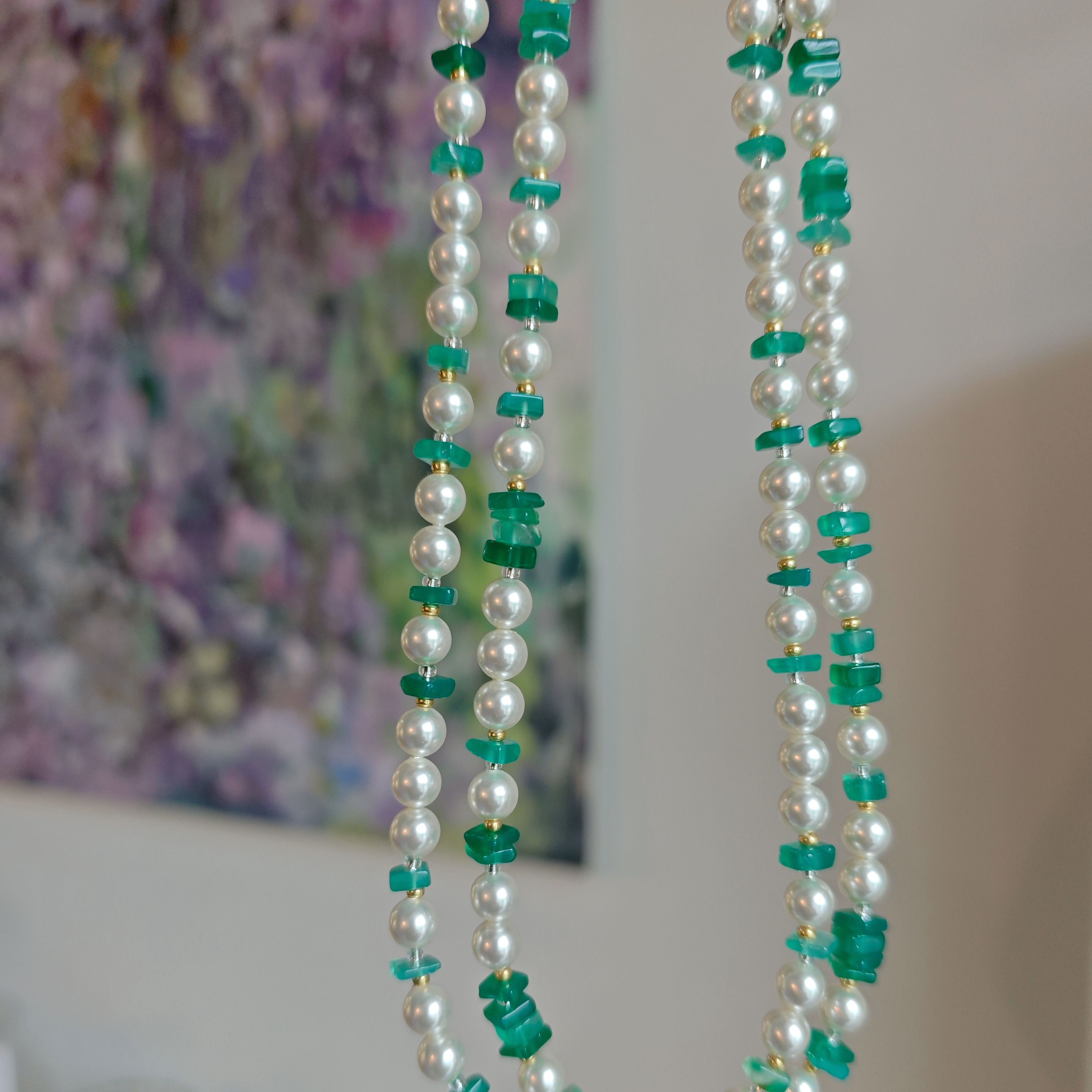 ISLA孤岛新款原创天然绿玛瑙施家仿项链女通勤春夏颈饰锁骨链玉髓