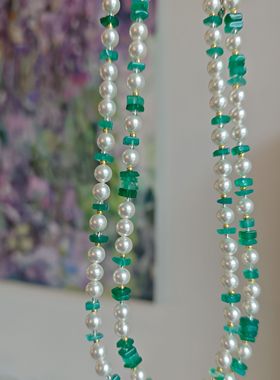 ISLA孤岛新款原创天然绿玛瑙施家仿项链女通勤春夏颈饰锁骨链玉髓