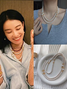 ISLA孤岛倪妮同款毛衣链叠戴项链澳白光施家珍珠长项链925银扣