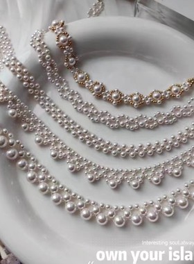 ISLA孤岛原创热巴同款珍珠编织项链法式轻奢施家珍珠925银14k注金