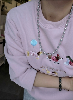 ISLA孤岛真多麻色s926银毛衣链手链拼接珍珠项链仿海水珍珠通勤