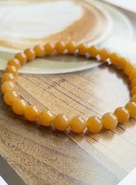 6mm-380 糖玉手串  和田玉糖玉手链女天然正品新疆且末料玉石珠串