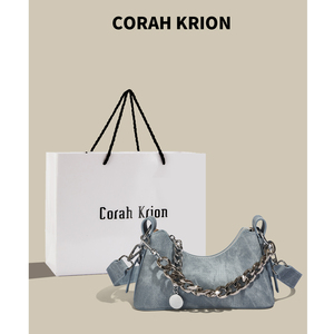 CorahKrion牛仔腋下包包女2023新款法式小众链条单肩包百搭斜挎包