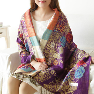 春秋冬季 丽江超大加厚保暖棉麻民族风围巾女夏空调房披肩两用超长