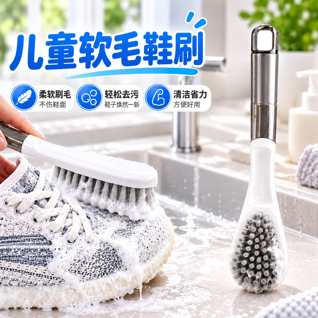 鞋刷软毛儿童洗鞋洗衣刷长柄刷小婴儿衣物刷鞋不伤鞋面清洁刷神器