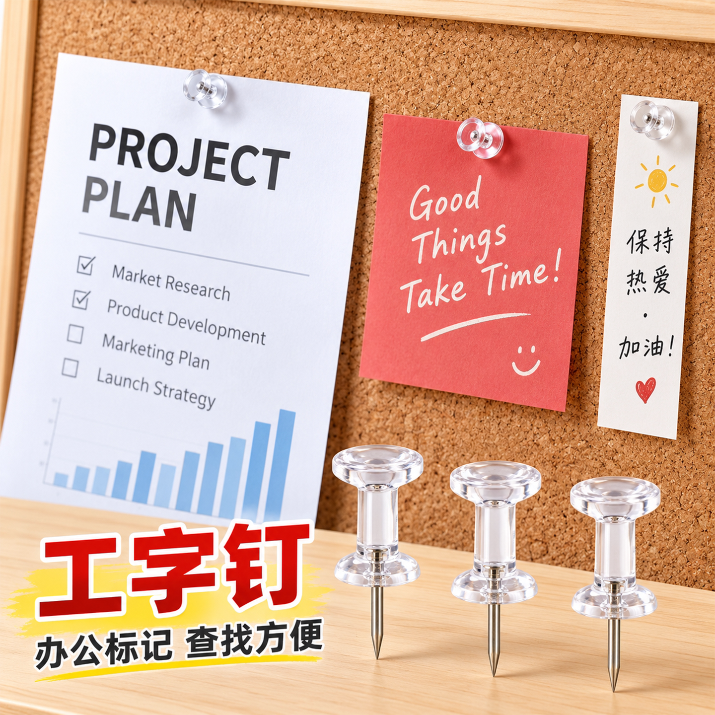 工字钉图钉大头钉透明钉毛毡板专用钉软木板钉固定钉画钉子美工钉