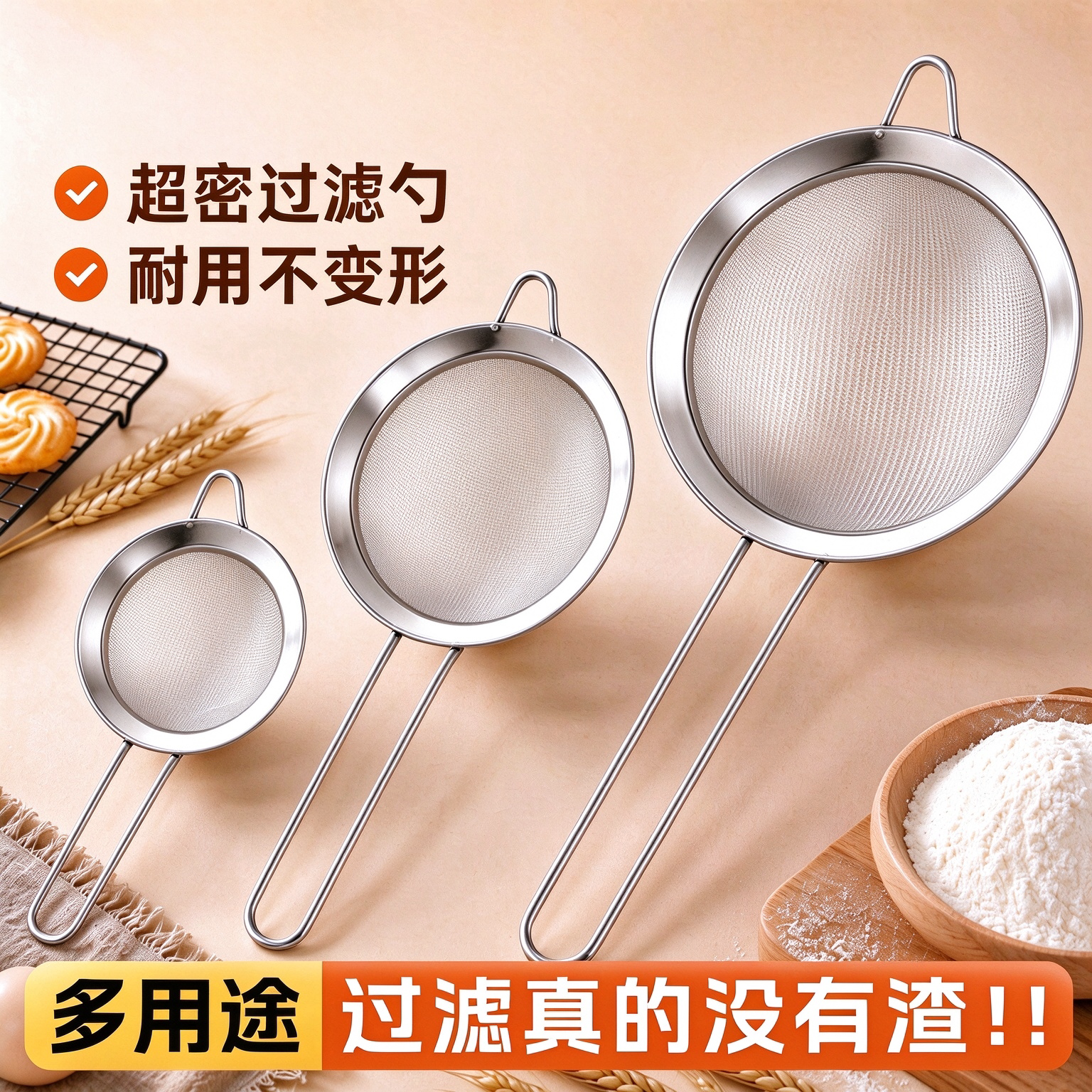 不锈钢过滤网漏勺豆浆专用过滤网筛商用厨房笊篱火锅筛网打沫油勺