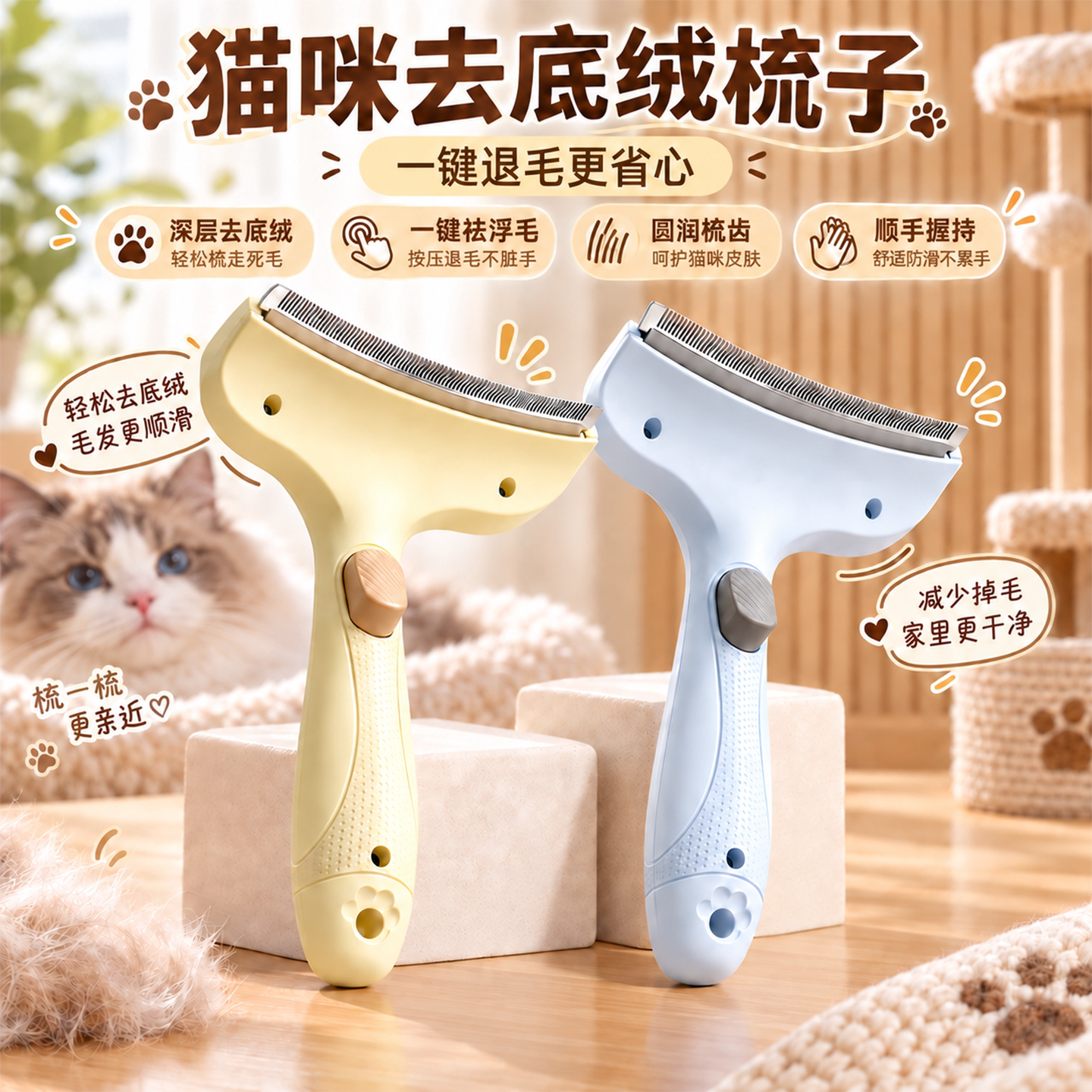 梳毛神器狗狗梳子猫梳子毛梳针梳开结梳专用猫狗毛清理器宠物用品