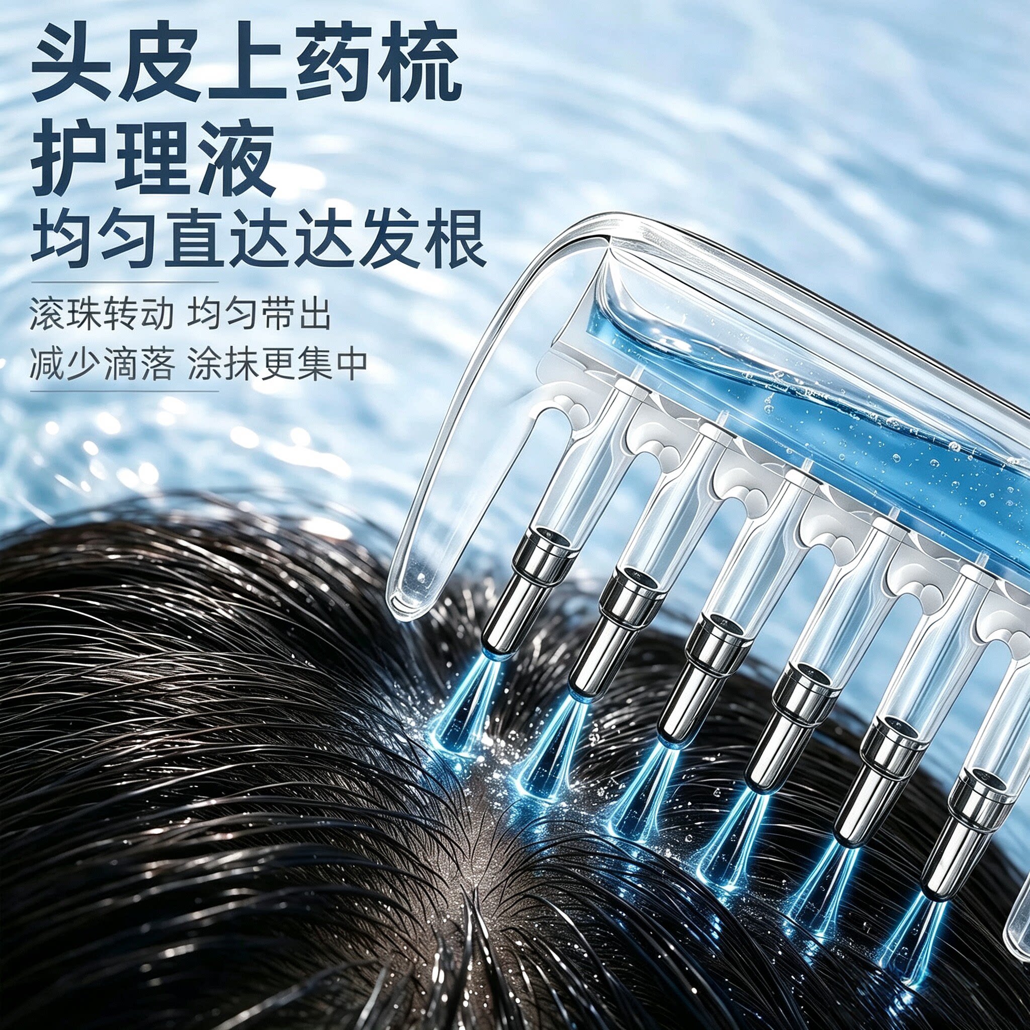 水晶导液米诺头皮上液导入梳