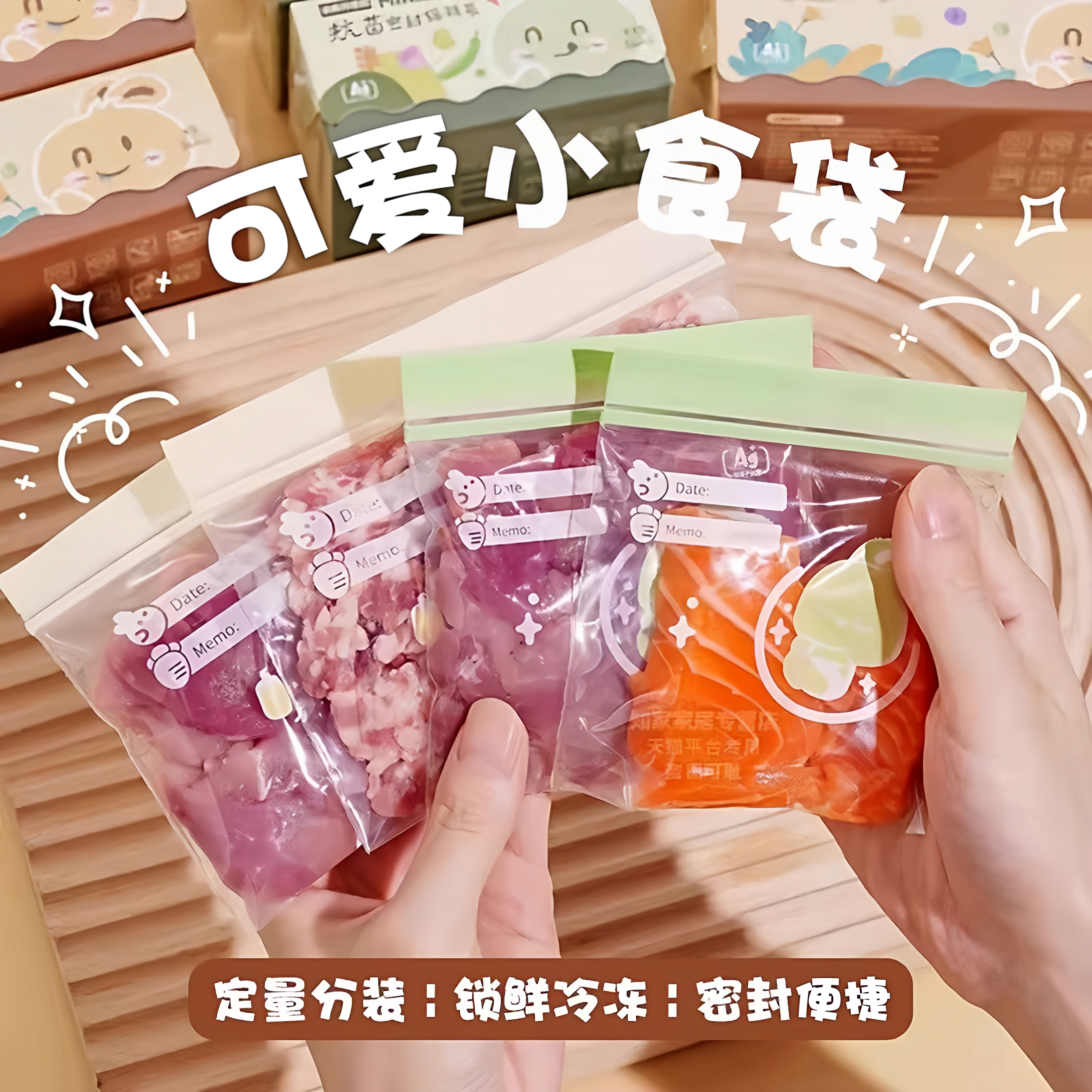 肉丝冷冻适用保鲜袋卫生辅食分装袋冰箱速冻收纳迷你密封袋