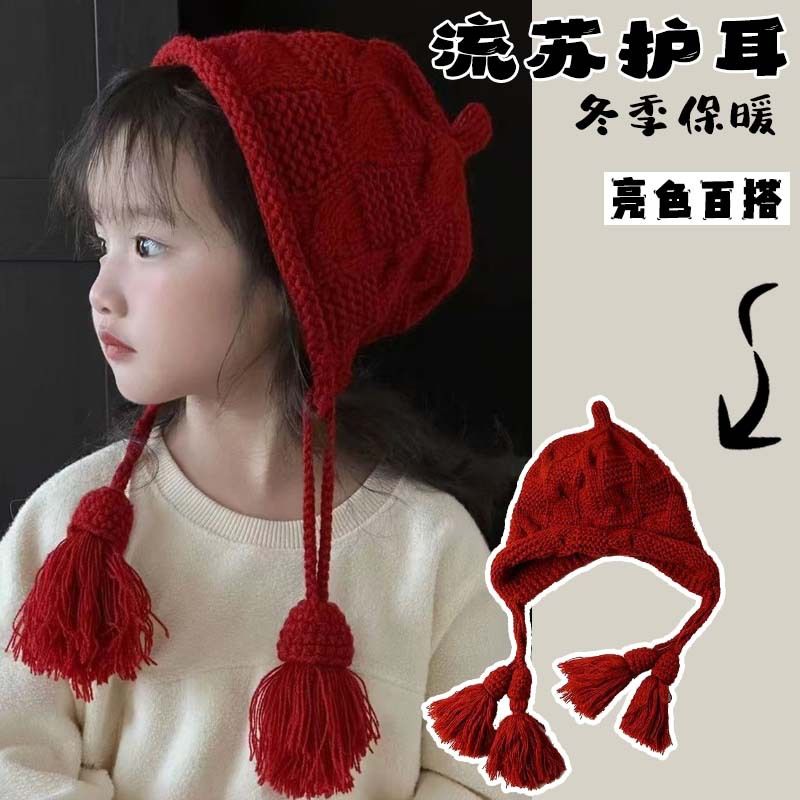 针织帽女儿童时尚百搭小女孩纯色毛线帽男女童秋冬季新款保暖帽子