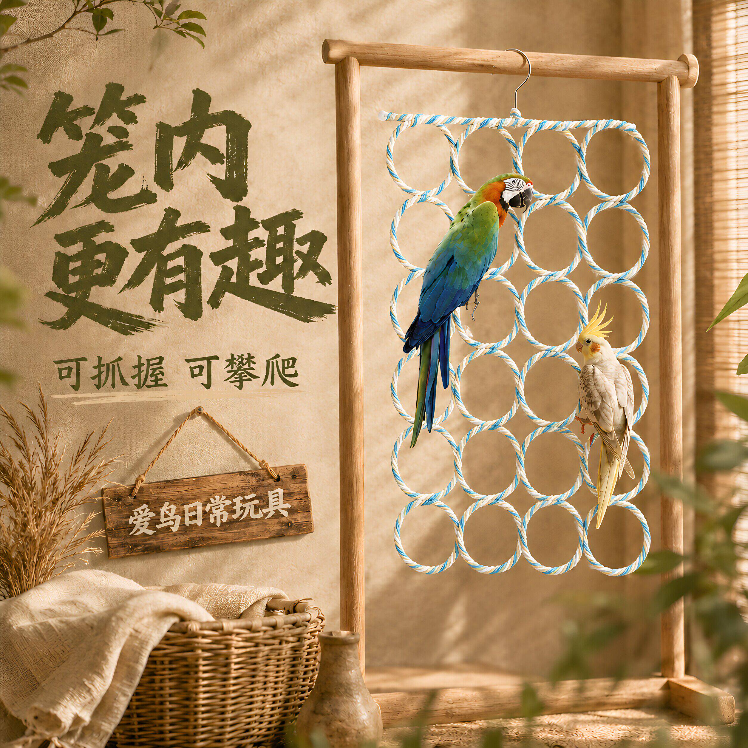 鹦鹉藤编秋千吊床啃咬训练解压