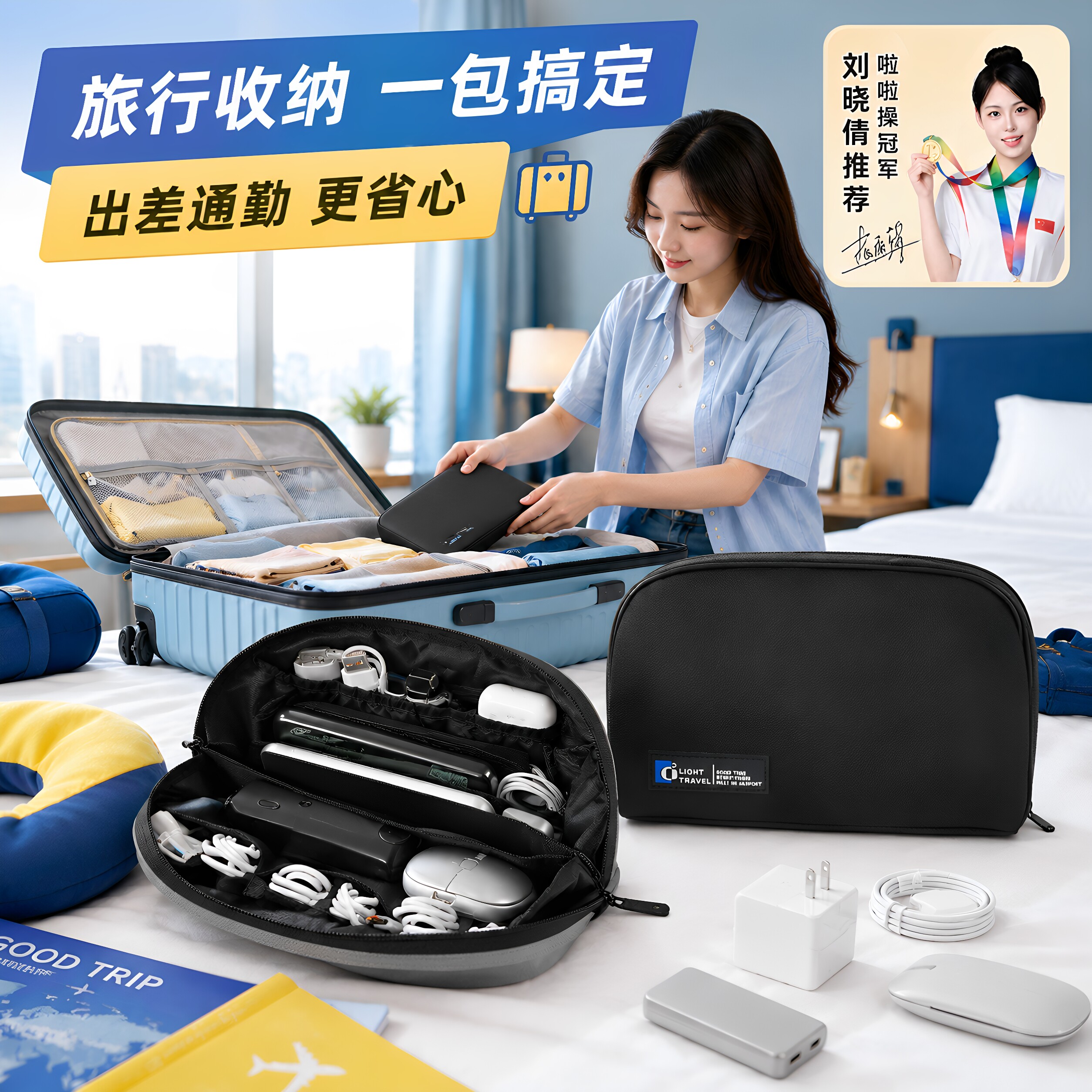 数码收纳包数据线保护套充电器线收纳包充电宝便携手拿包小整理包