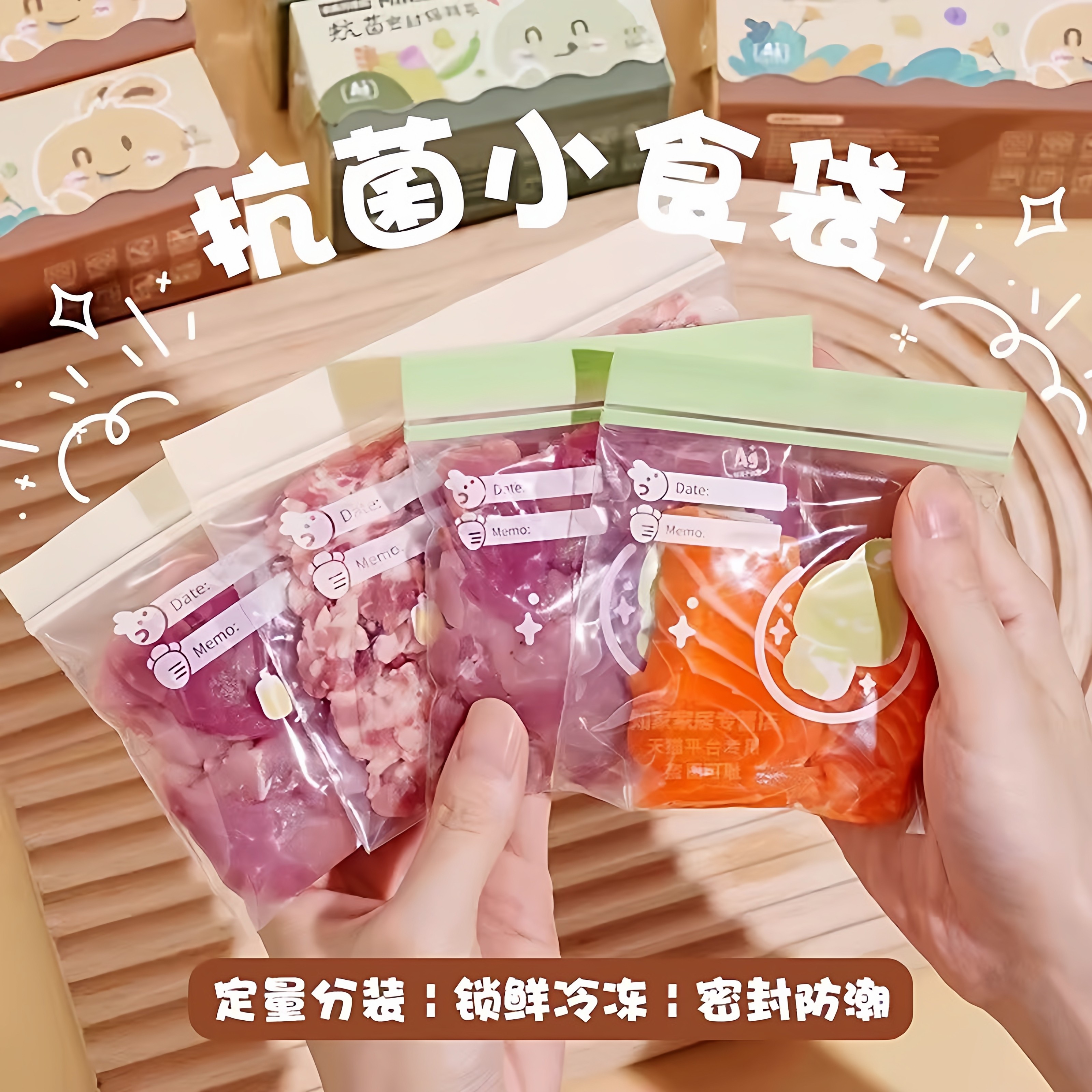 肉丝冷冻专用保鲜袋食品级抗菌辅食分装袋冰箱速冻收纳迷你密封袋