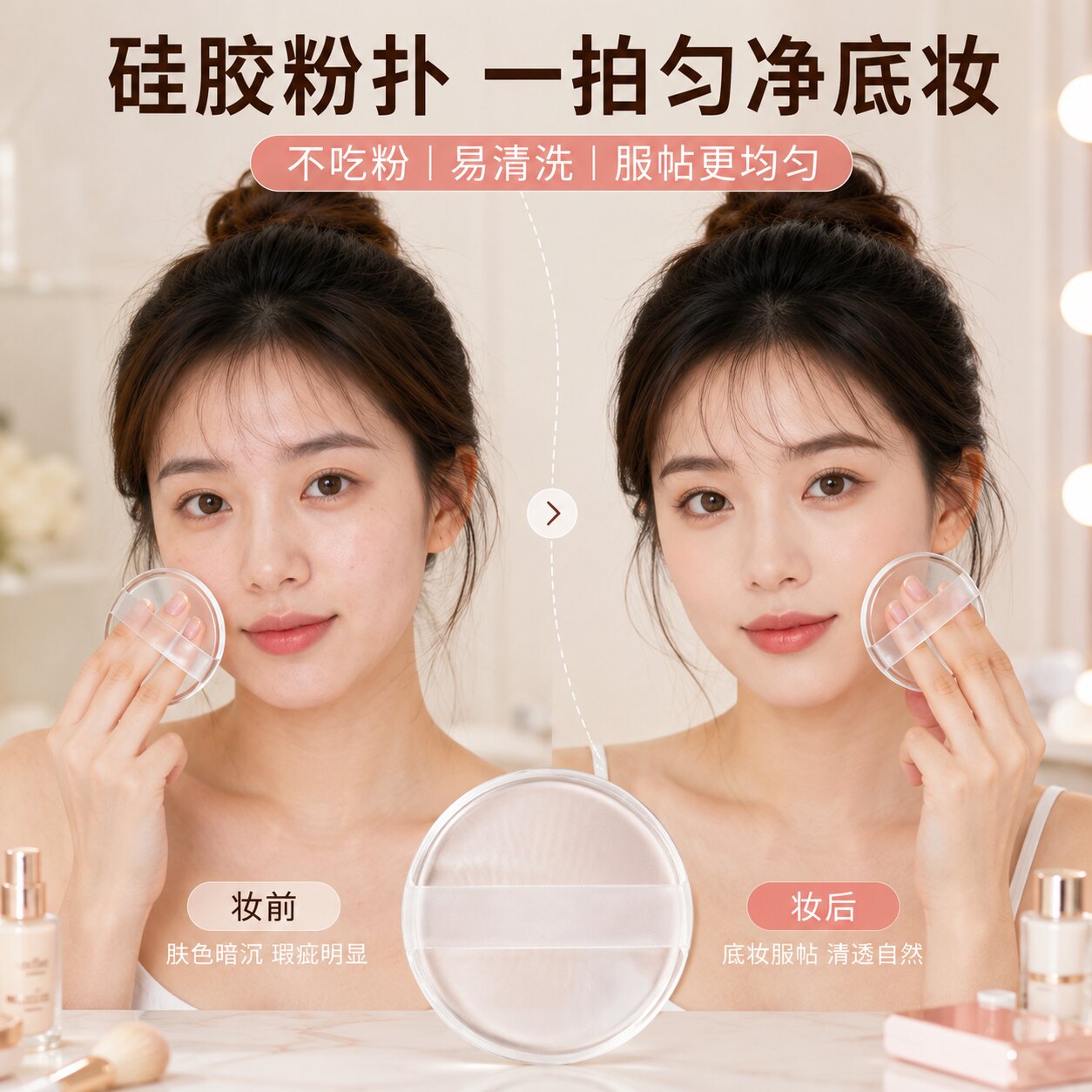 硅胶果冻粉扑干湿两用服帖不吃粉