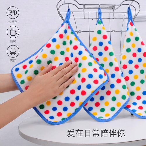 家用不易掉毛圆点抹布厨房清洁