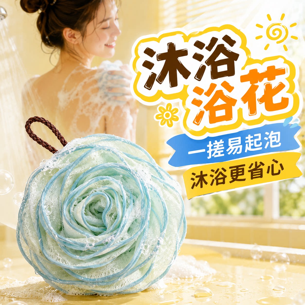 玫瑰花沐浴球大号浴花高档不散浴