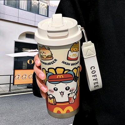 吉伊卡哇周边小八乌萨奇保温杯水杯学生大容量不锈钢颜值吸管双饮