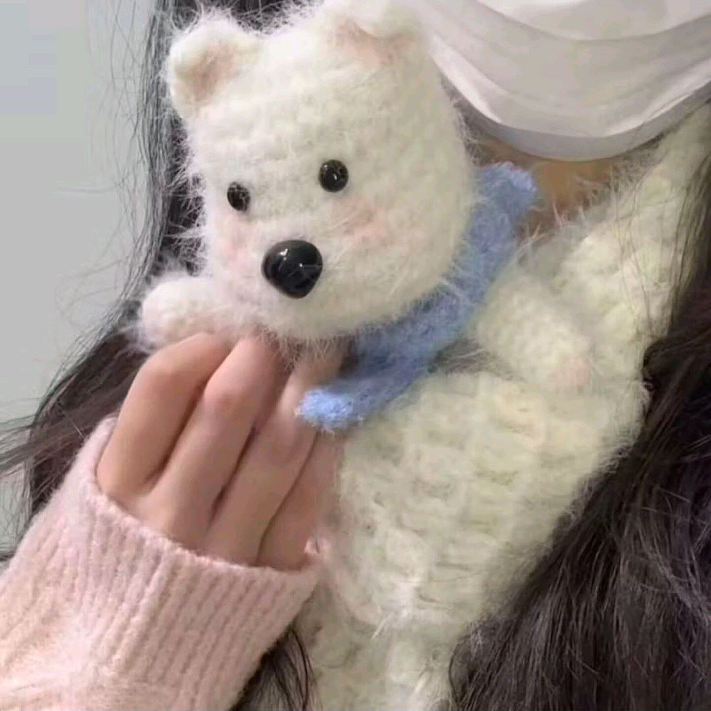 小狗围巾雪绒线羊毛线手工钩针编织diy材料包非成品