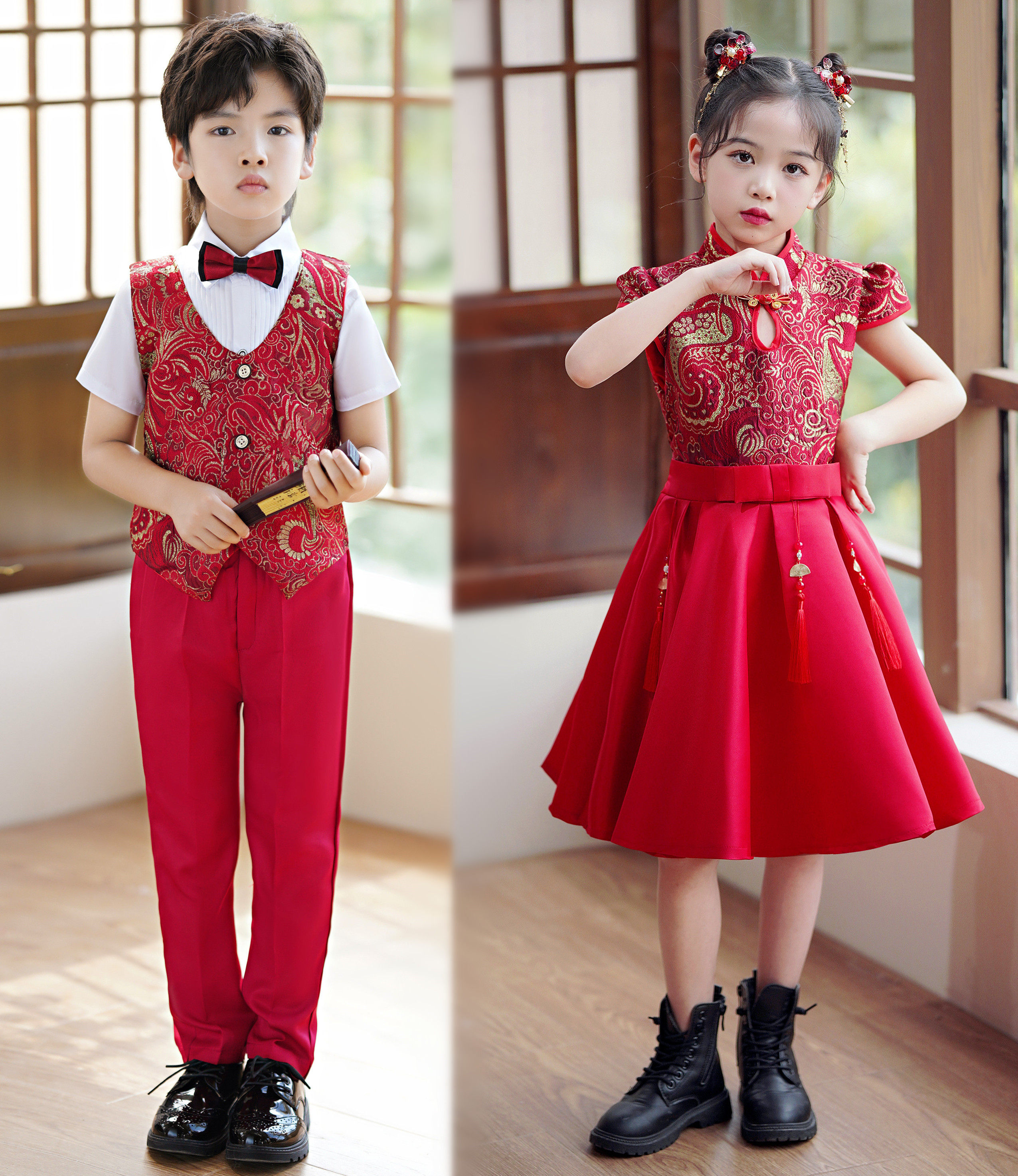 元旦儿童大合唱演出服中小学生中国风诗歌朗诵比赛幼儿园表演服装