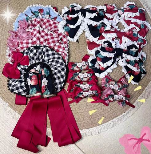 （现货）丰收季节头饰  蝴蝶结KC刺绣发夹 三角巾Lolita头饰